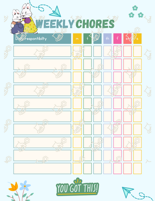 Max & ruby magnetic dry erase chore chart