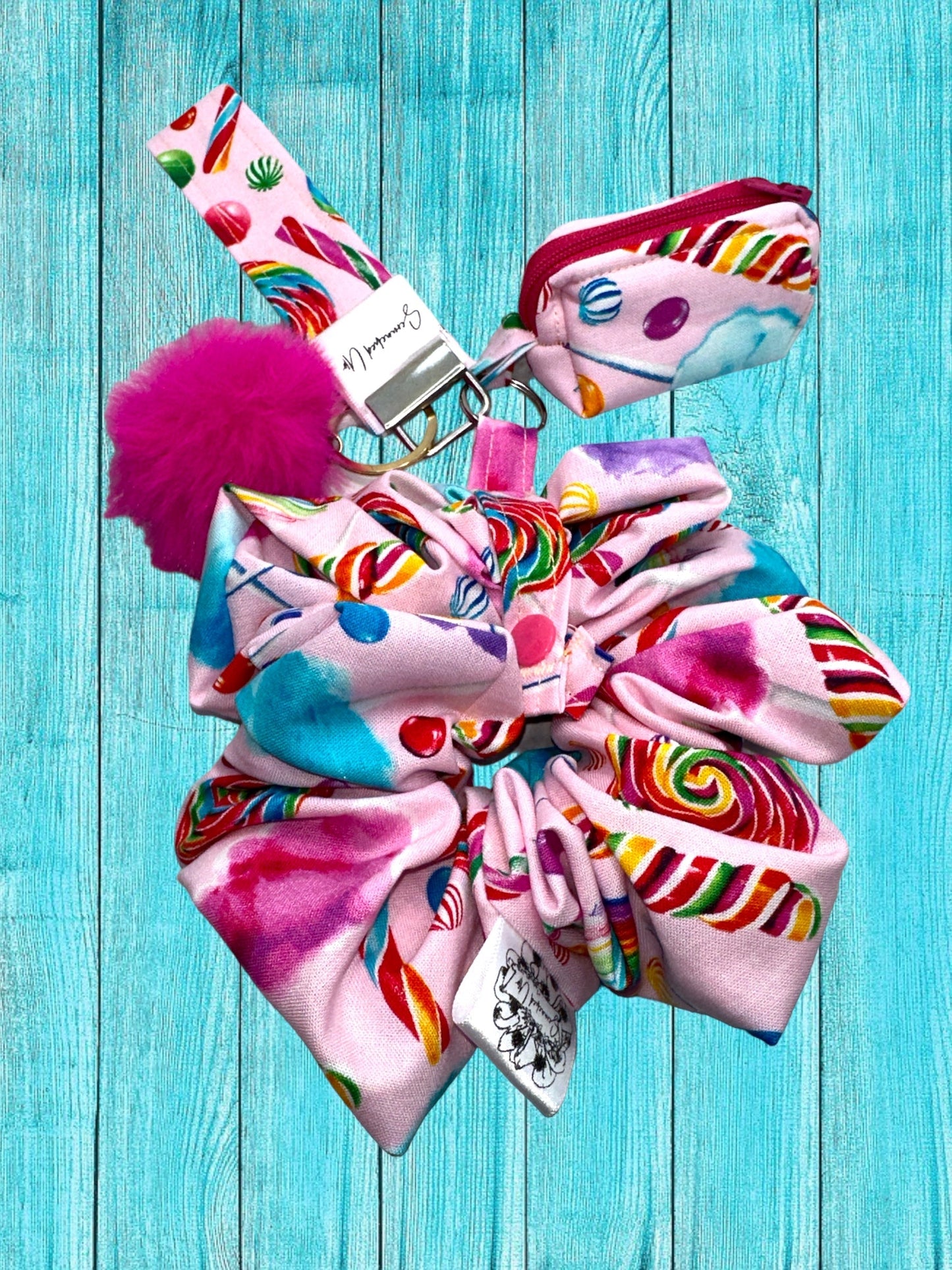 Candy land keychain with detachable scrunchie