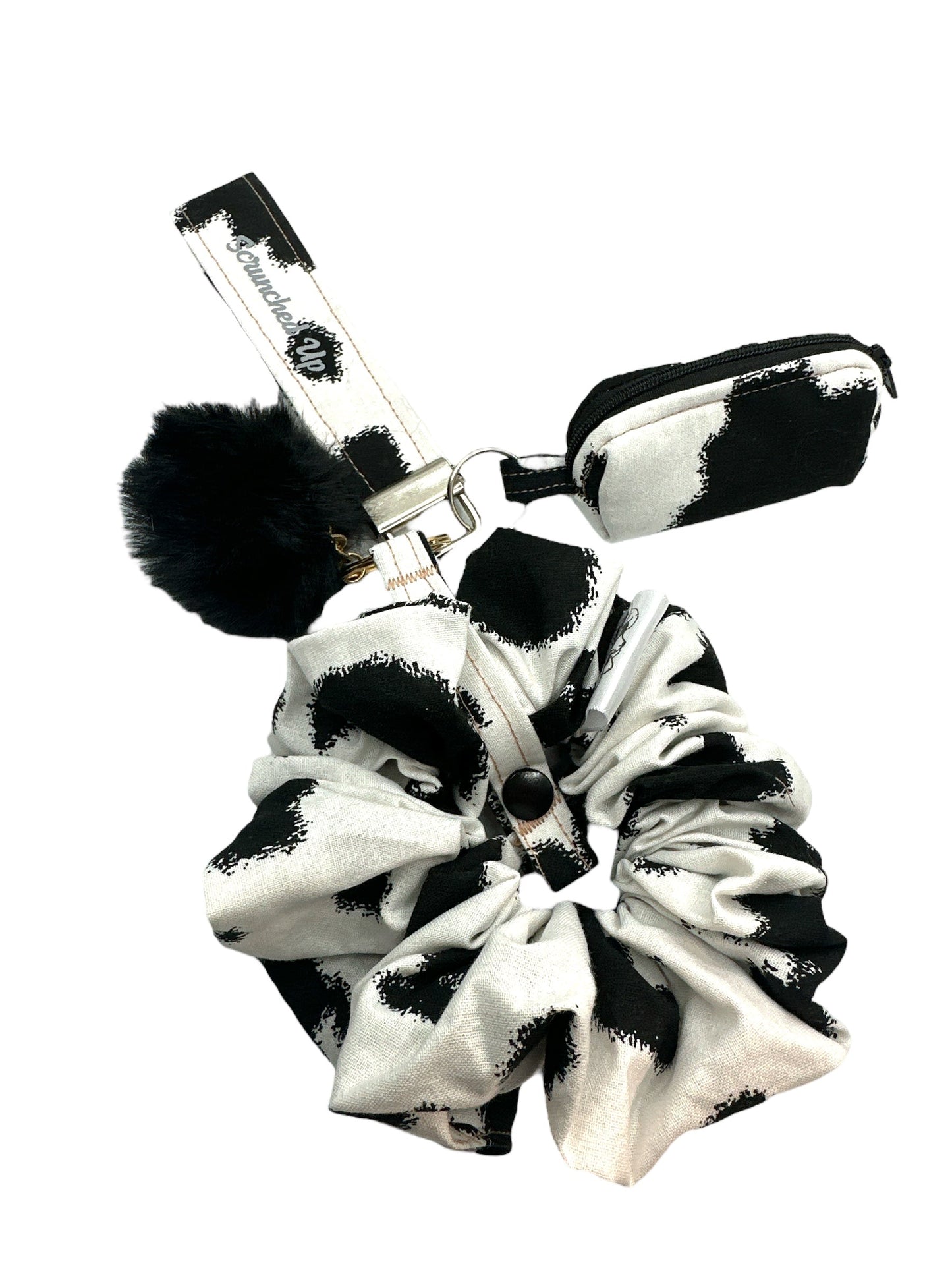 Betsy cow print keychain with detachable scrunchie