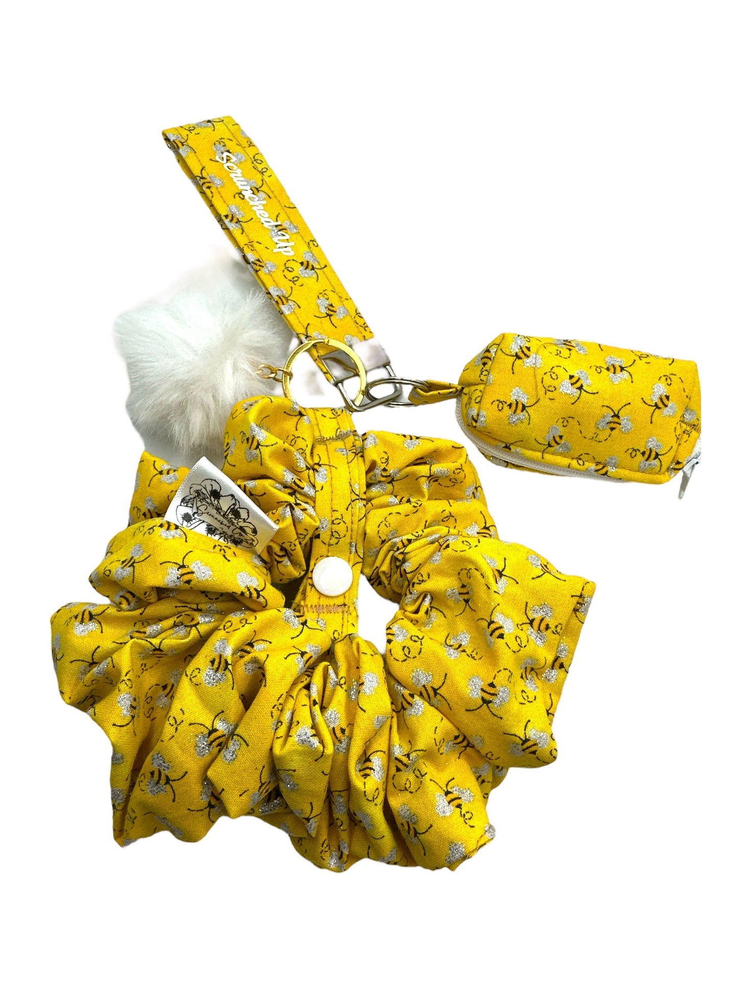 Bees keychain with detachable scrunchie
