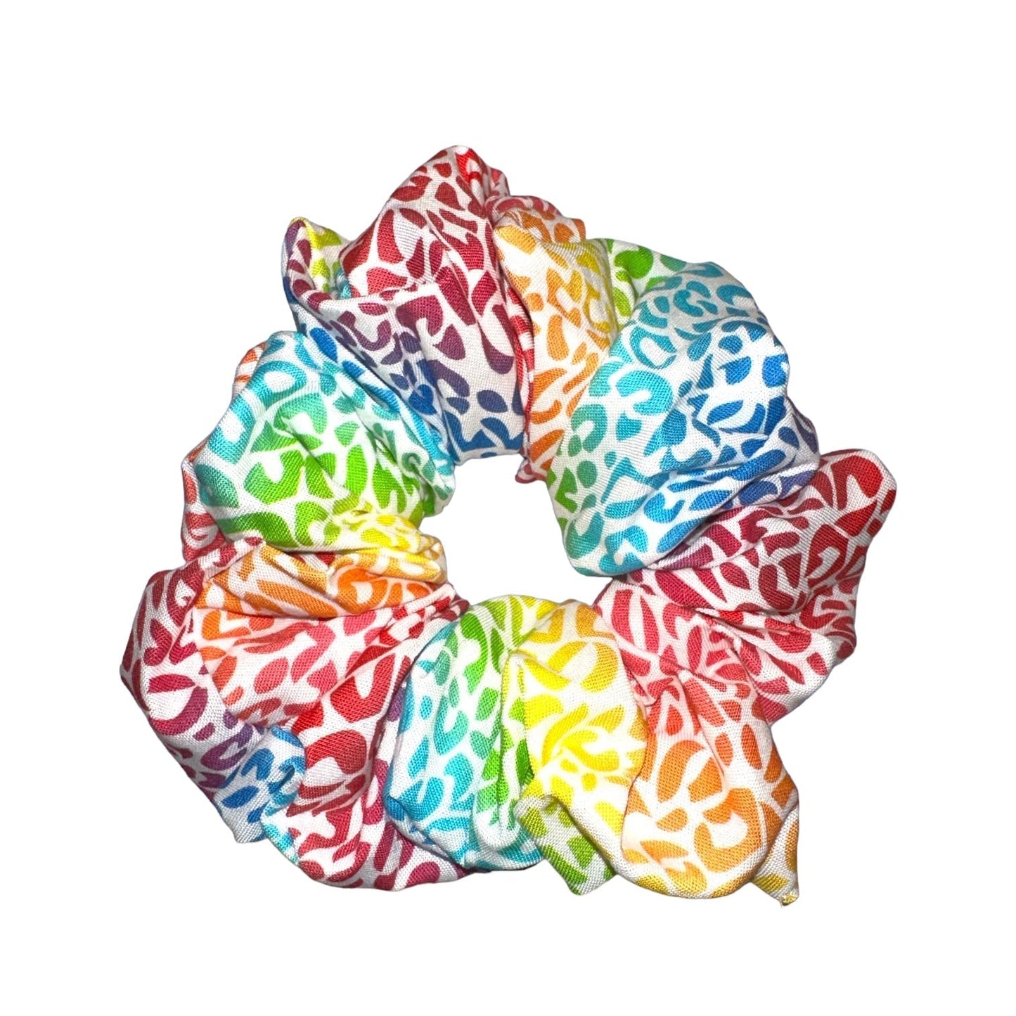 Rainbow leopard scrunchies