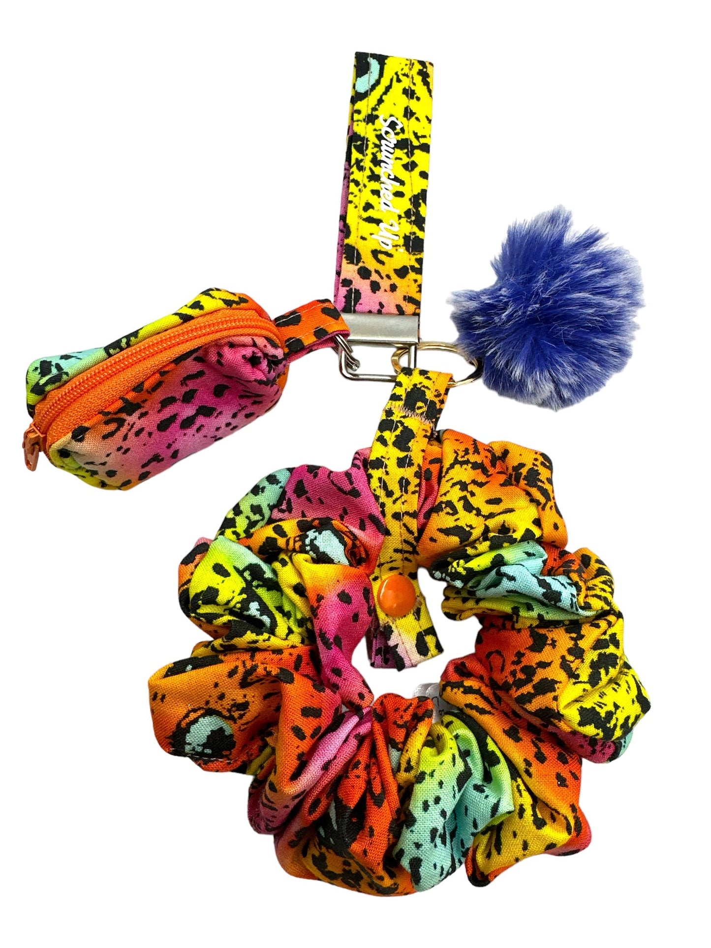 Colorful tiger keychain with detachable scrunchie