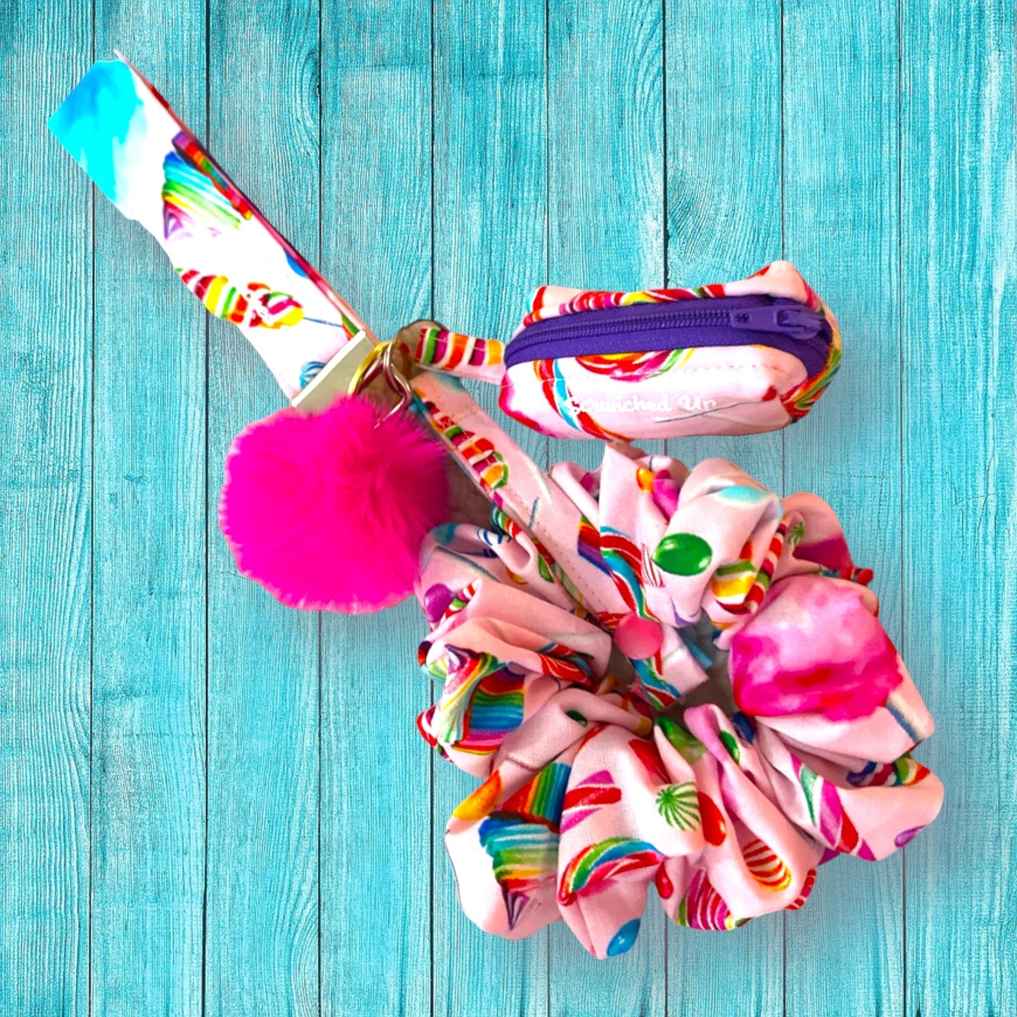 Candy land keychain with detachable scrunchie